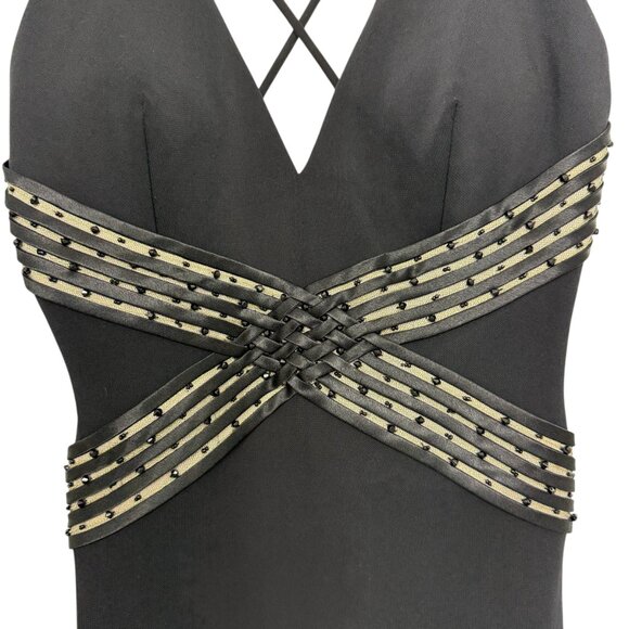 Morrell Maxie Women's Spaghetti Strap Black Maxi Prom Dress Size 4 - Picture 5 of 10